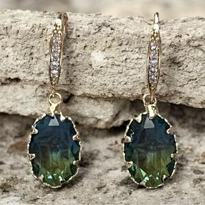 New Gorgeous Oval Tourmaline CZ Drop Earrings